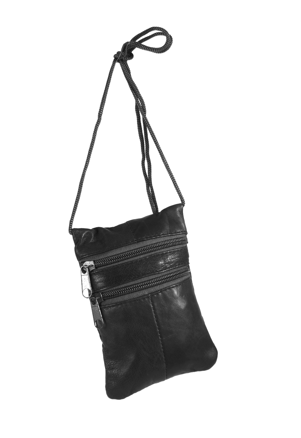 (image for) 1468 BLACK Nappa Neck Purse With 3 Zips